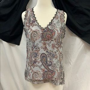 White House Black Market Gray Paisley Blouse